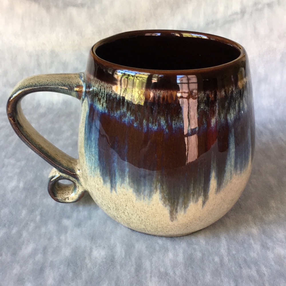 Meritage Stone Earthenware MugCup Glazed Mt Lexington DarkBrown Blues Be…